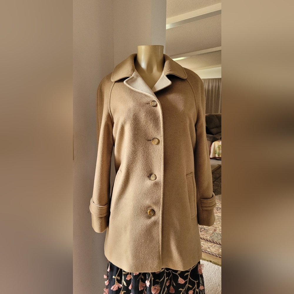 Norm Thompson 2 Color Cashmere Wool Tan Pea Coat